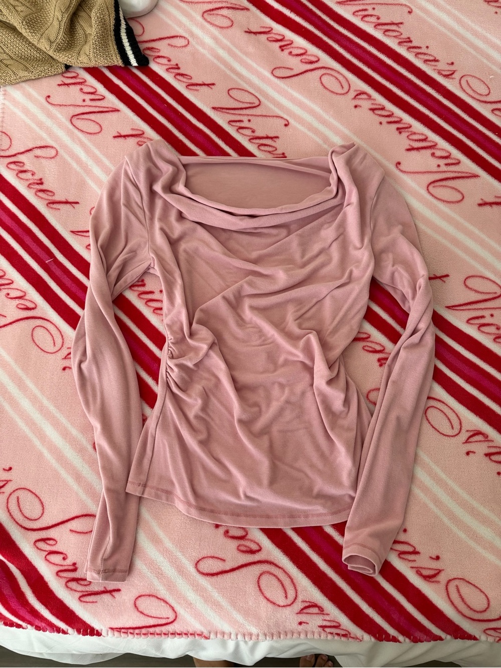 Women's Long-Sleeve Draped Pink Top